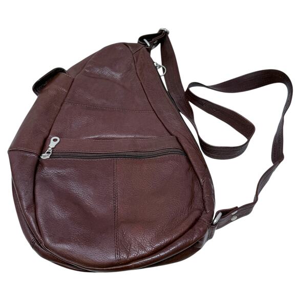 Paul & Taylor Brown Leather Kidney Shaped Backpack - Picture 2 of 5